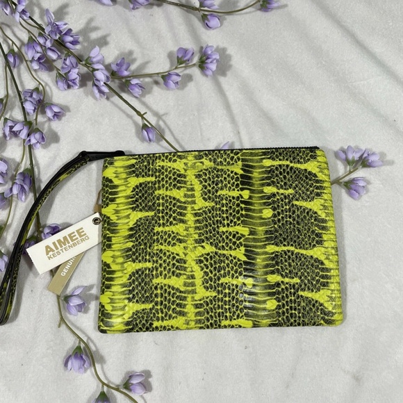 NWT Aimee Kestenberg‎ Berkeley Leather Pouch in Citrine Python - Picture 4 of 13
